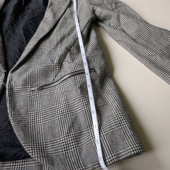 Topshop - Houndstooth Blazer with Metal Zipper Detail - Size 4 - Picture 6 of 7